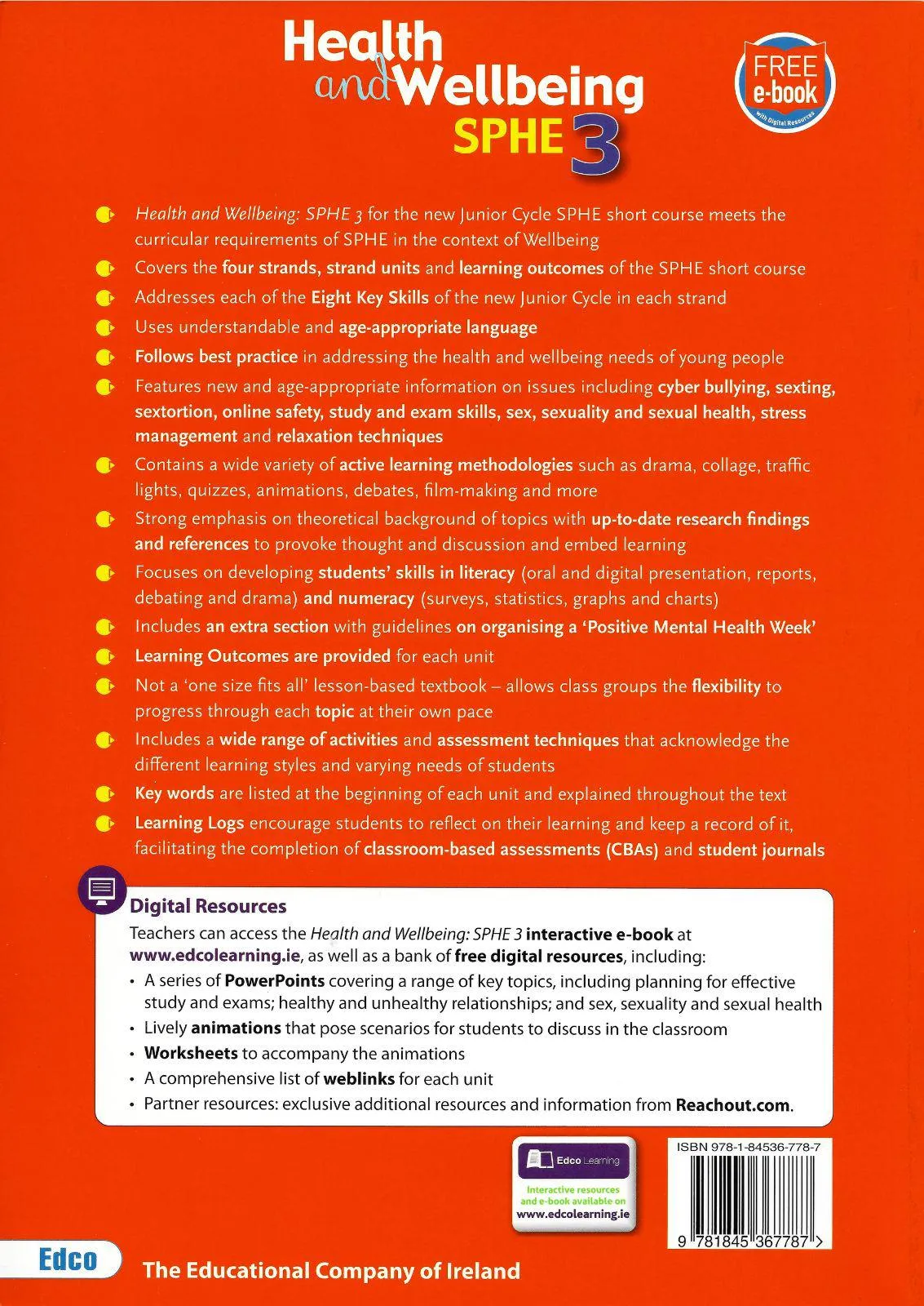 ■ Health and Wellbeing SPHE 3 - 1st / Old Edition (2018)