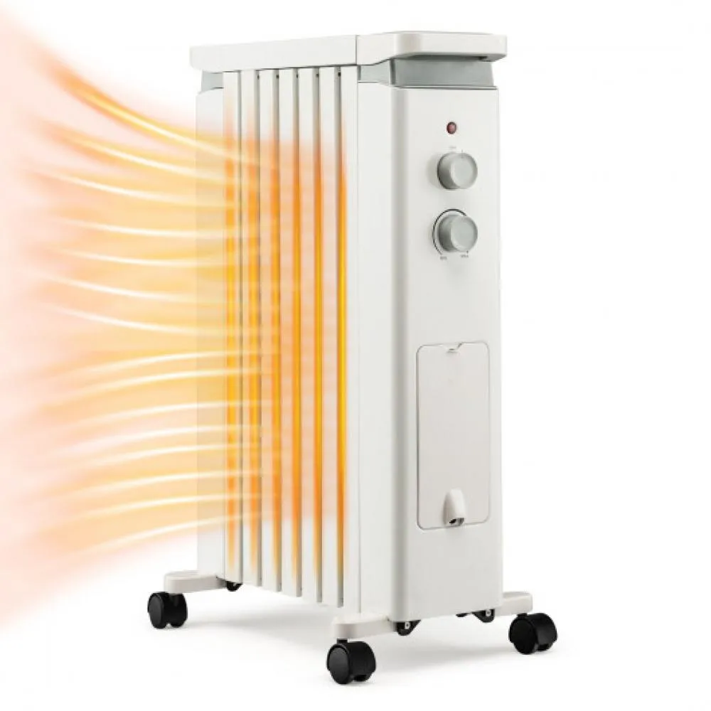 1500W Portable Oil Filled Radiator Heater with 3 Heat Settings-Black