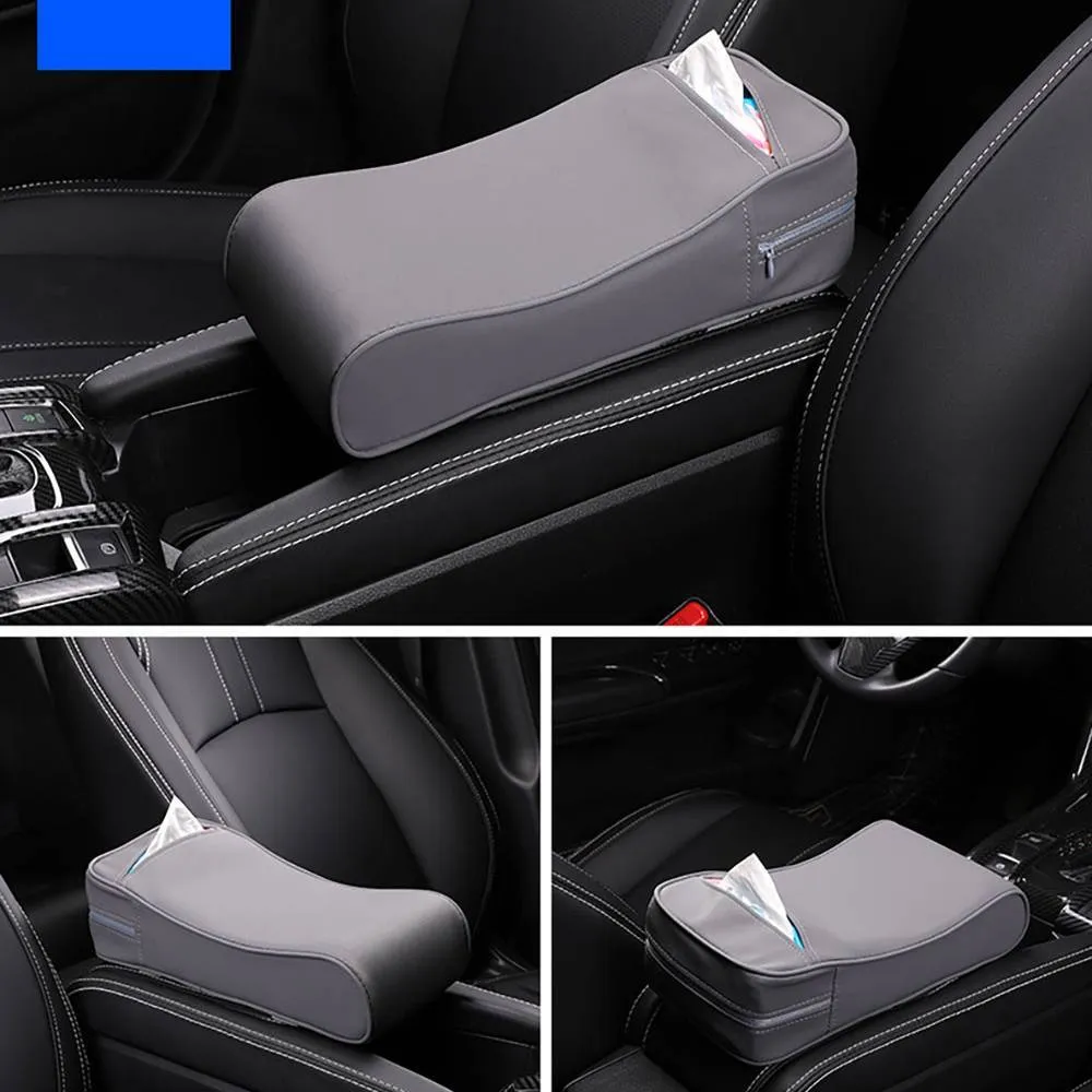 2-in-1 Car Armrest Pad Paper Tissue Holder Towel Box Central Arm
