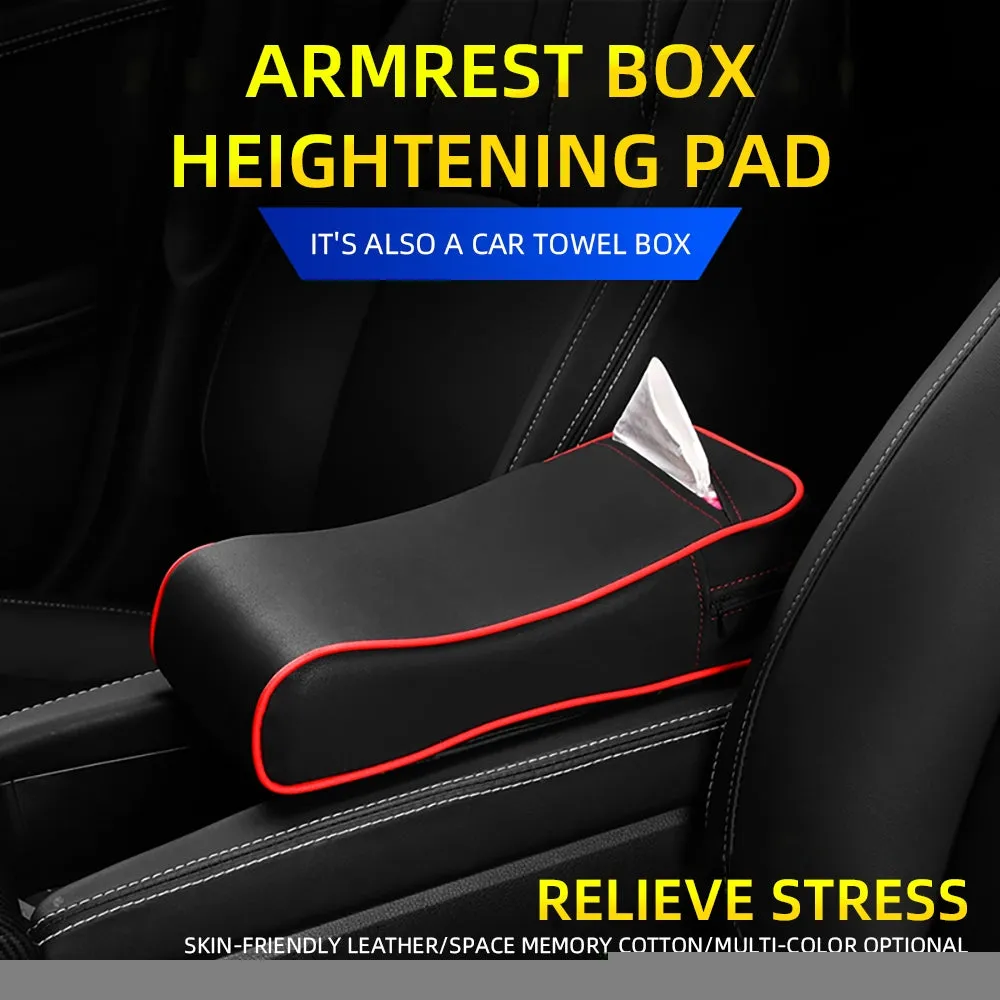 2-in-1 Car Armrest Pad Paper Tissue Holder Towel Box Central Arm
