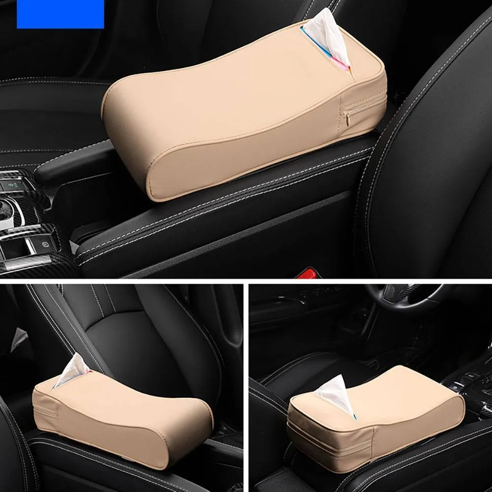 2-in-1 Car Armrest Pad Paper Tissue Holder Towel Box Central Arm