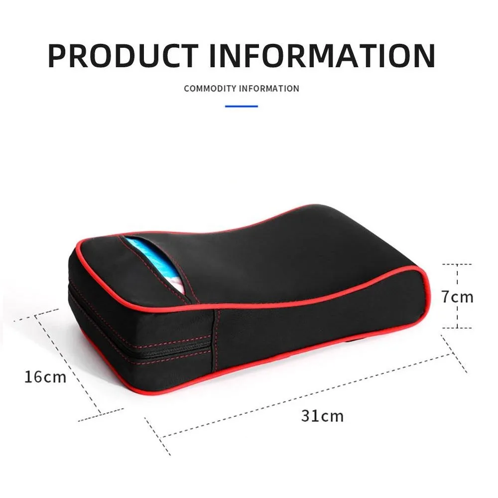 2-in-1 Car Armrest Pad Paper Tissue Holder Towel Box Central Arm