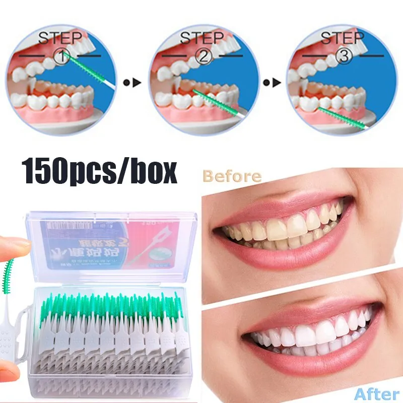 20/150Pcs Interdental Brush Soft Rubber Teeth Cleaning Tools Dental Cleaning Between Teeth Toothbrush Oral Hygiene Care Tool 0ral irrigator