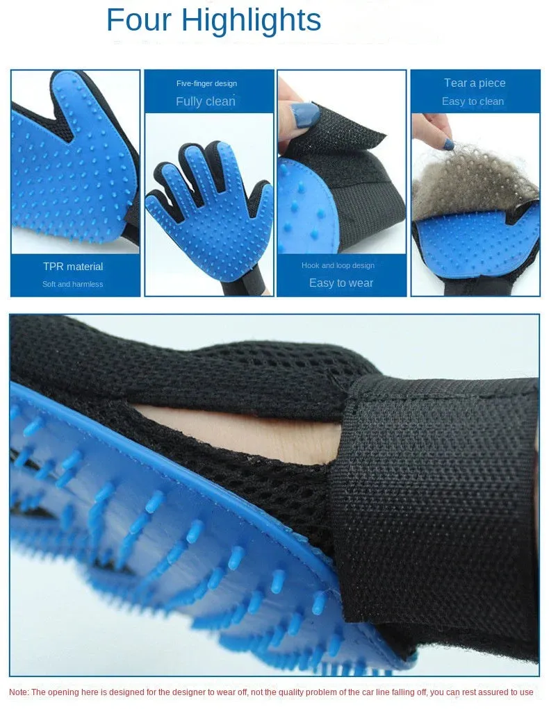 259 Encrypted Pet Cleaning Gloves - Silicone Anti-Biting Massage Gloves for Bathing and Grooming Cats