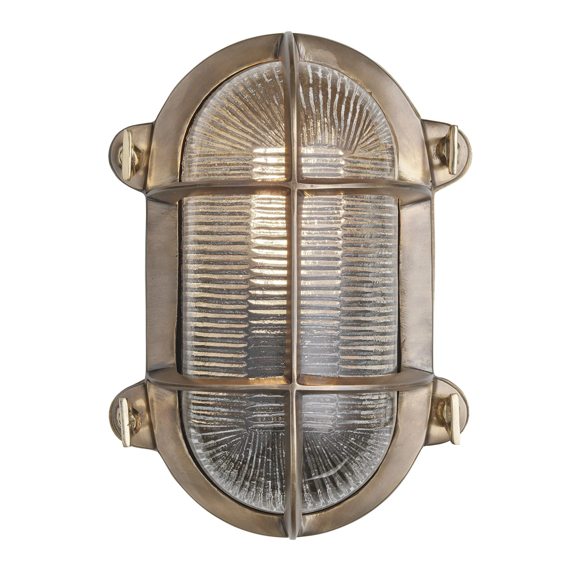 6 Inch Solid Brass Bulkhead Outdoor & Bathroom Oval Wall Light with Versatile Side & Rear Wiring Options