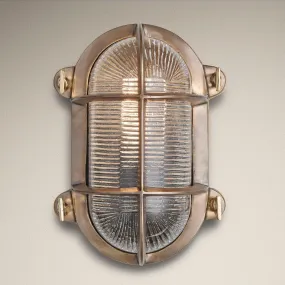 6 Inch Solid Brass Bulkhead Outdoor & Bathroom Oval Wall Light with Versatile Side & Rear Wiring Options