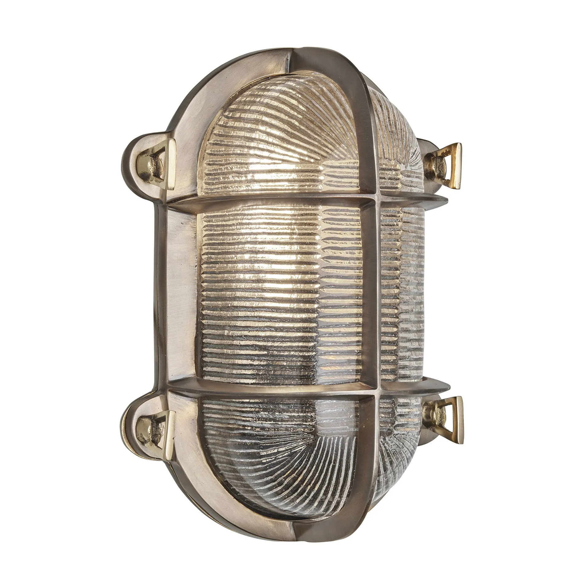 6 Inch Solid Brass Bulkhead Outdoor & Bathroom Oval Wall Light with Versatile Side & Rear Wiring Options