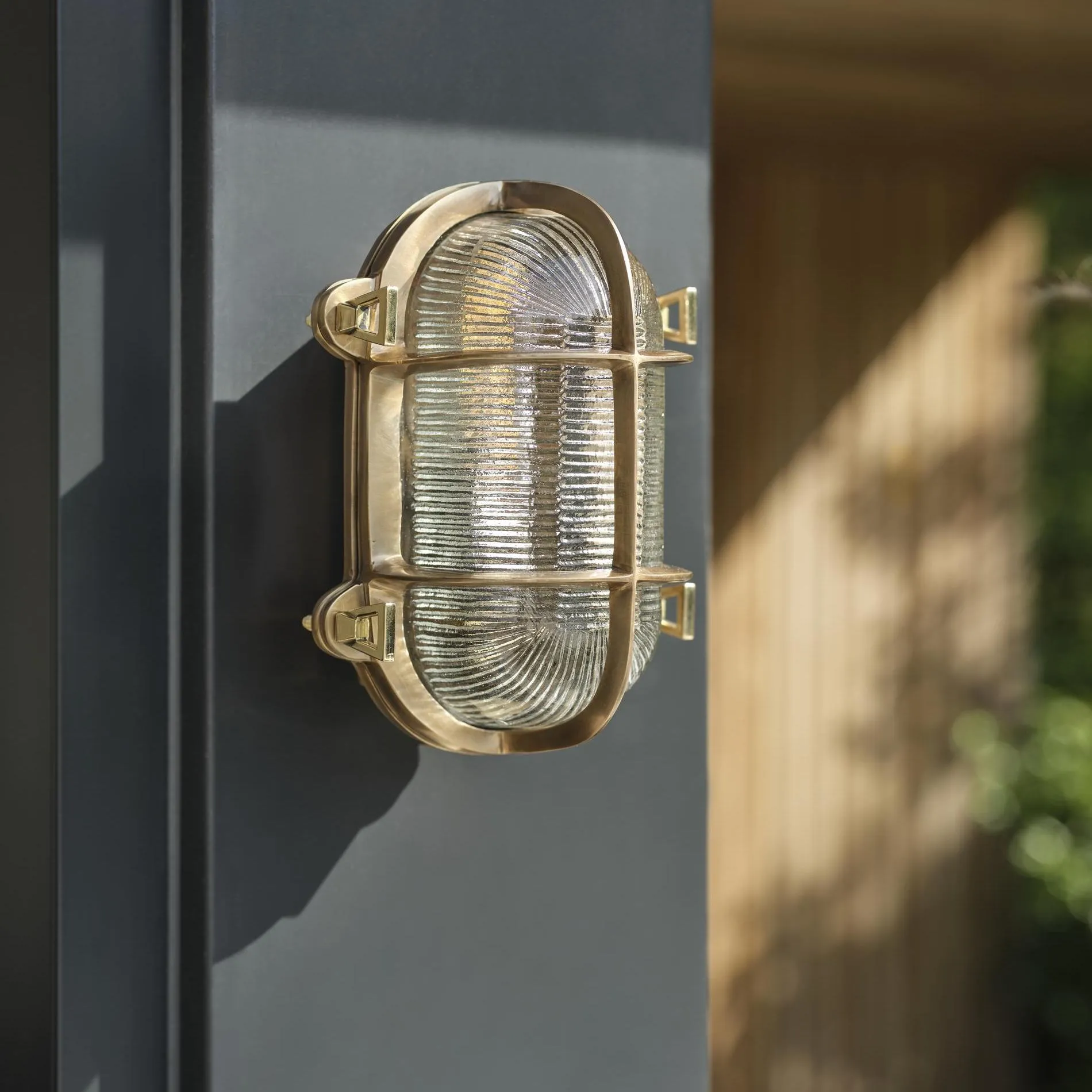 6 Inch Solid Brass Bulkhead Outdoor & Bathroom Oval Wall Light with Versatile Side & Rear Wiring Options