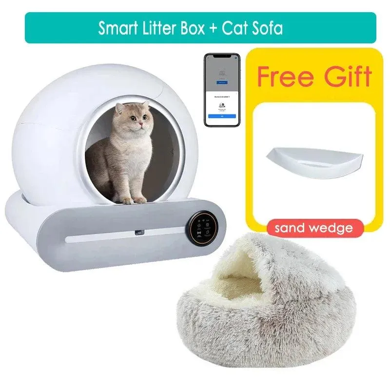 65L Smart Cat Litter Box Self-Cleaning Pet Toilet