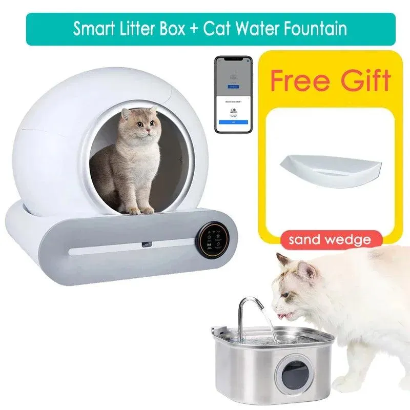 65L Smart Cat Litter Box Self-Cleaning Pet Toilet