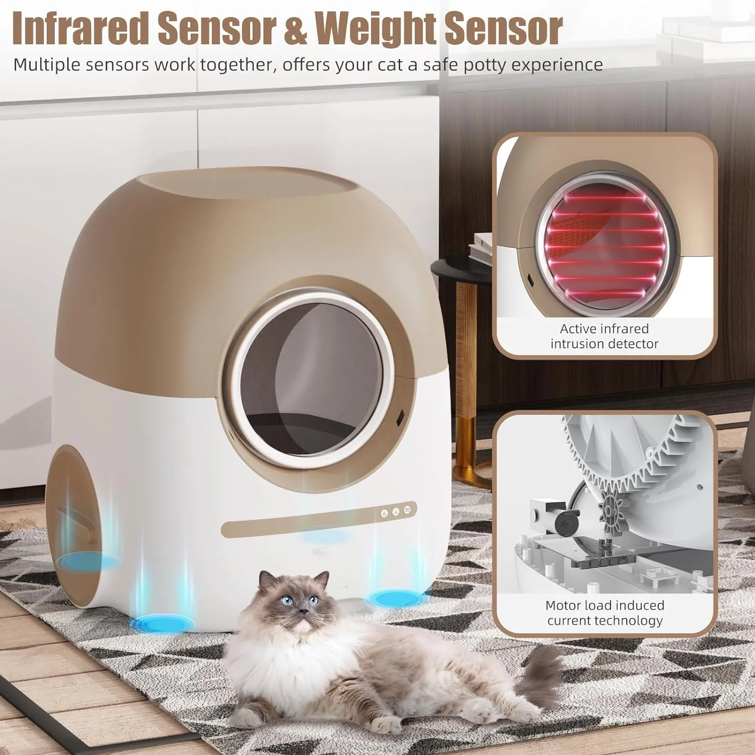 70L 10L Automatic Cat Litter Box Self Cleaning for Multi Cats, Support 5G/Anti-Pinch/Health Monitoring/Odor-Removal
