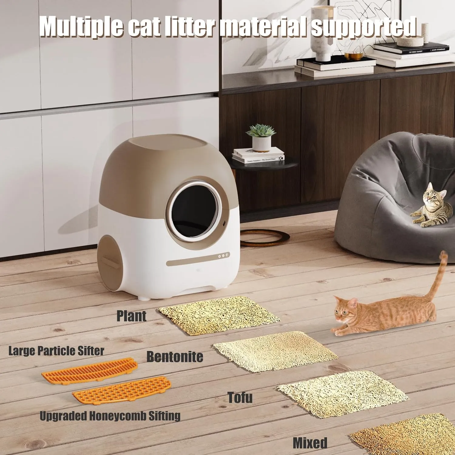 70L 10L Automatic Cat Litter Box Self Cleaning for Multi Cats, Support 5G/Anti-Pinch/Health Monitoring/Odor-Removal