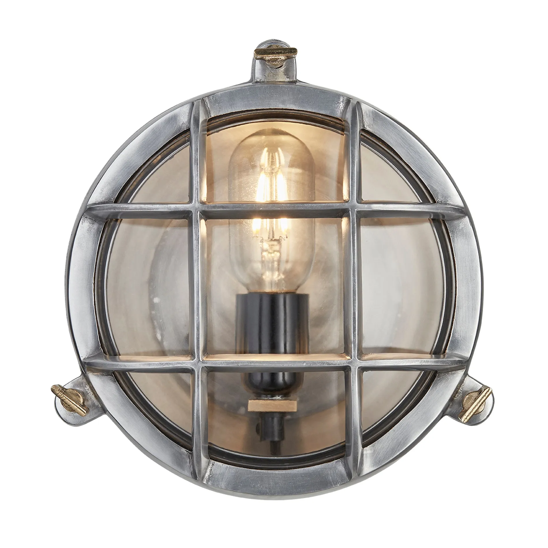 8 Inch Gunmetal Bulkhead Outdoor & Bathroom Round Wall Light with Versatile Side & Rear Wiring Options