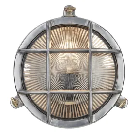 8 Inch Gunmetal Bulkhead Outdoor & Bathroom Round Wall Light with Versatile Side & Rear Wiring Options