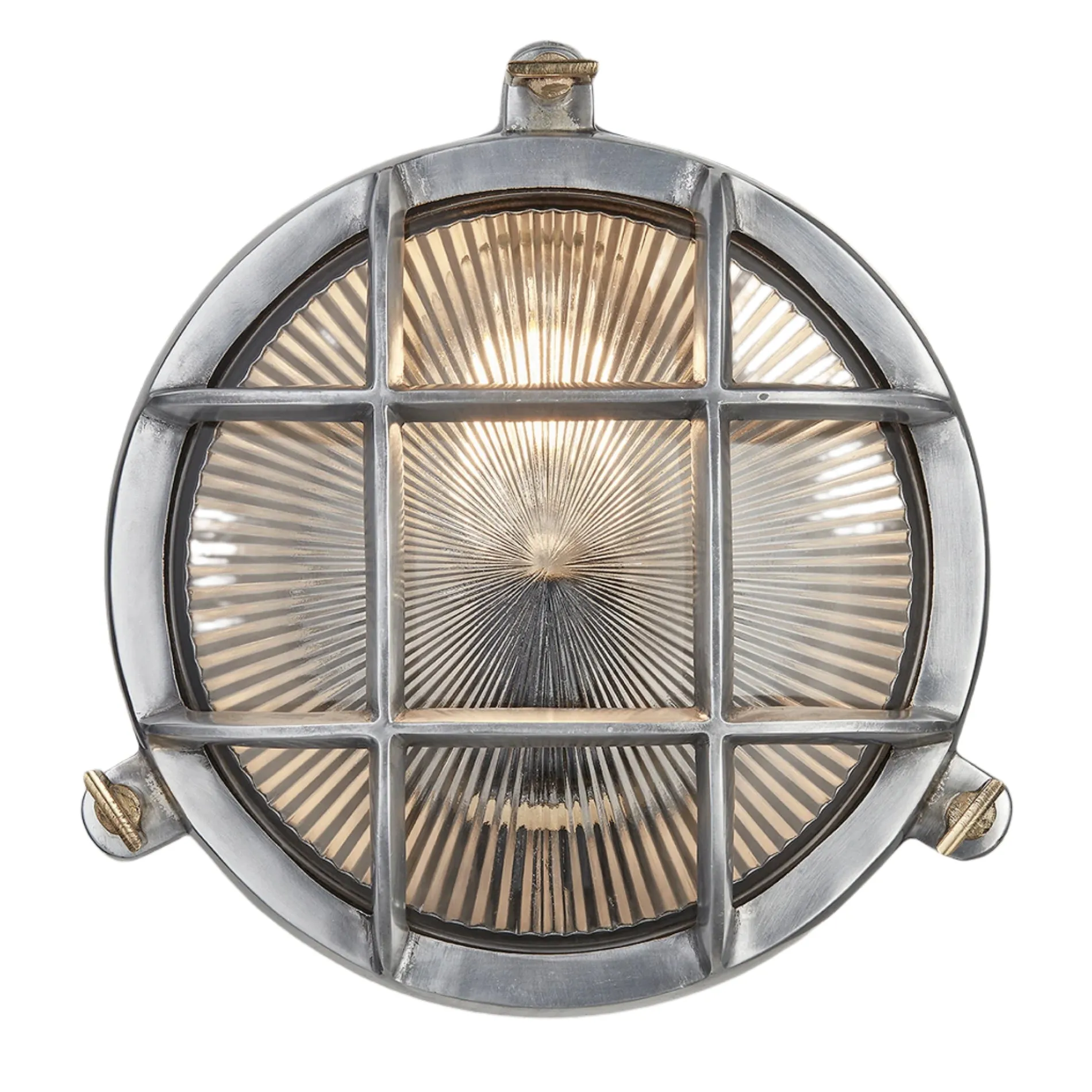 8 Inch Gunmetal Bulkhead Outdoor & Bathroom Round Wall Light with Versatile Side & Rear Wiring Options