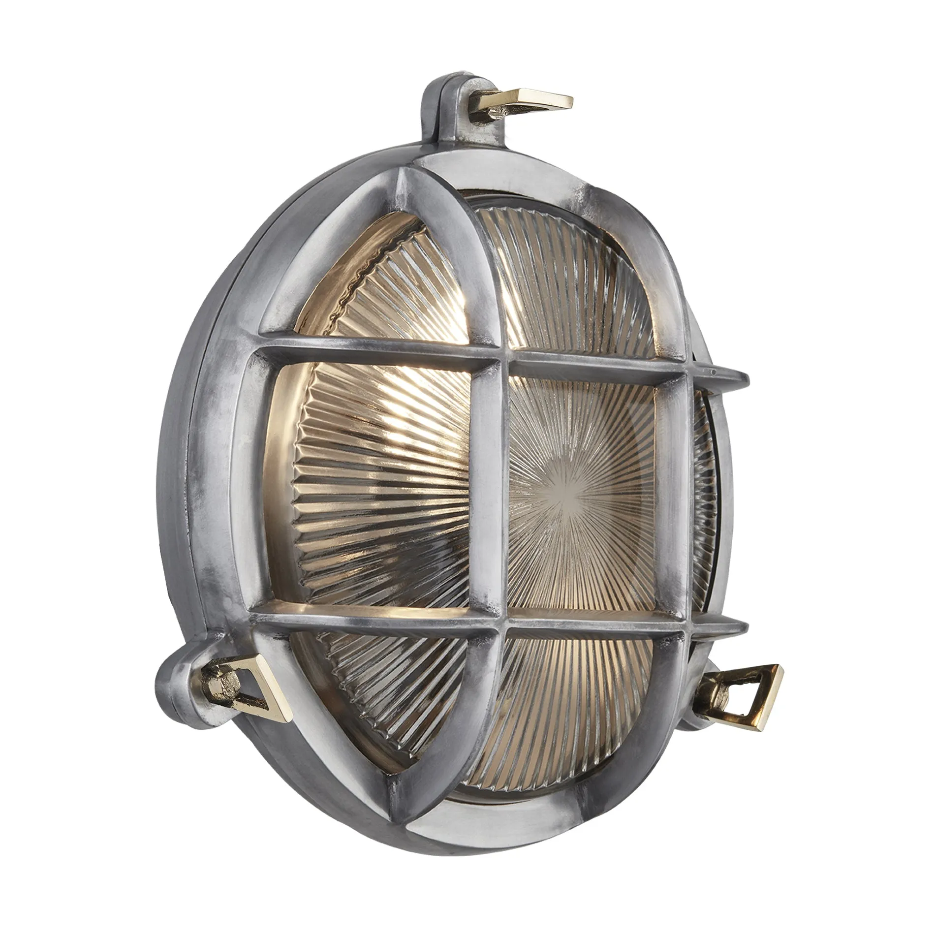 8 Inch Gunmetal Bulkhead Outdoor & Bathroom Round Wall Light with Versatile Side & Rear Wiring Options
