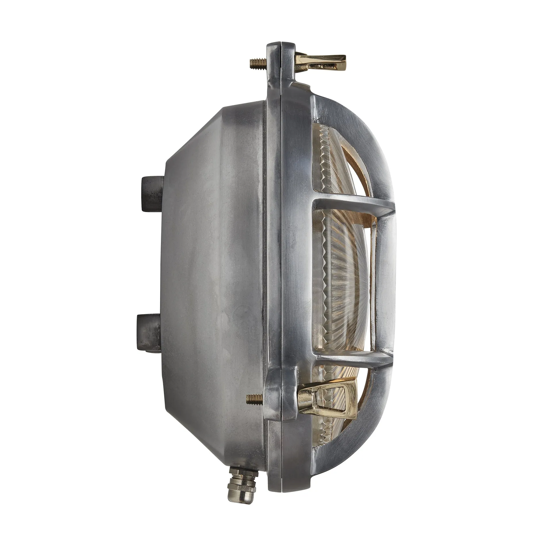 8 Inch Gunmetal Bulkhead Outdoor & Bathroom Round Wall Light with Versatile Side & Rear Wiring Options