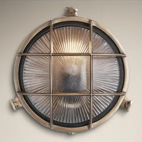 8 Inch Solid Brass Bulkhead Outdoor & Bathroom Round Wall Light with Versatile Side & Rear Wiring Options