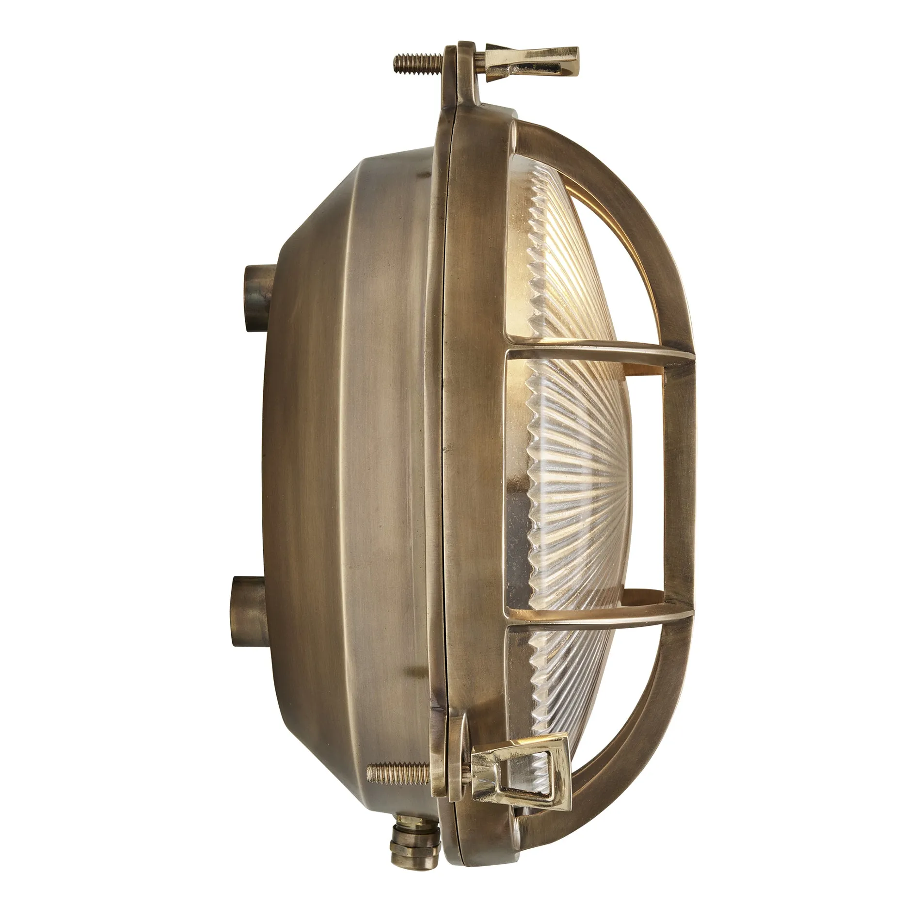 8 Inch Solid Brass Bulkhead Outdoor & Bathroom Round Wall Light with Versatile Side & Rear Wiring Options