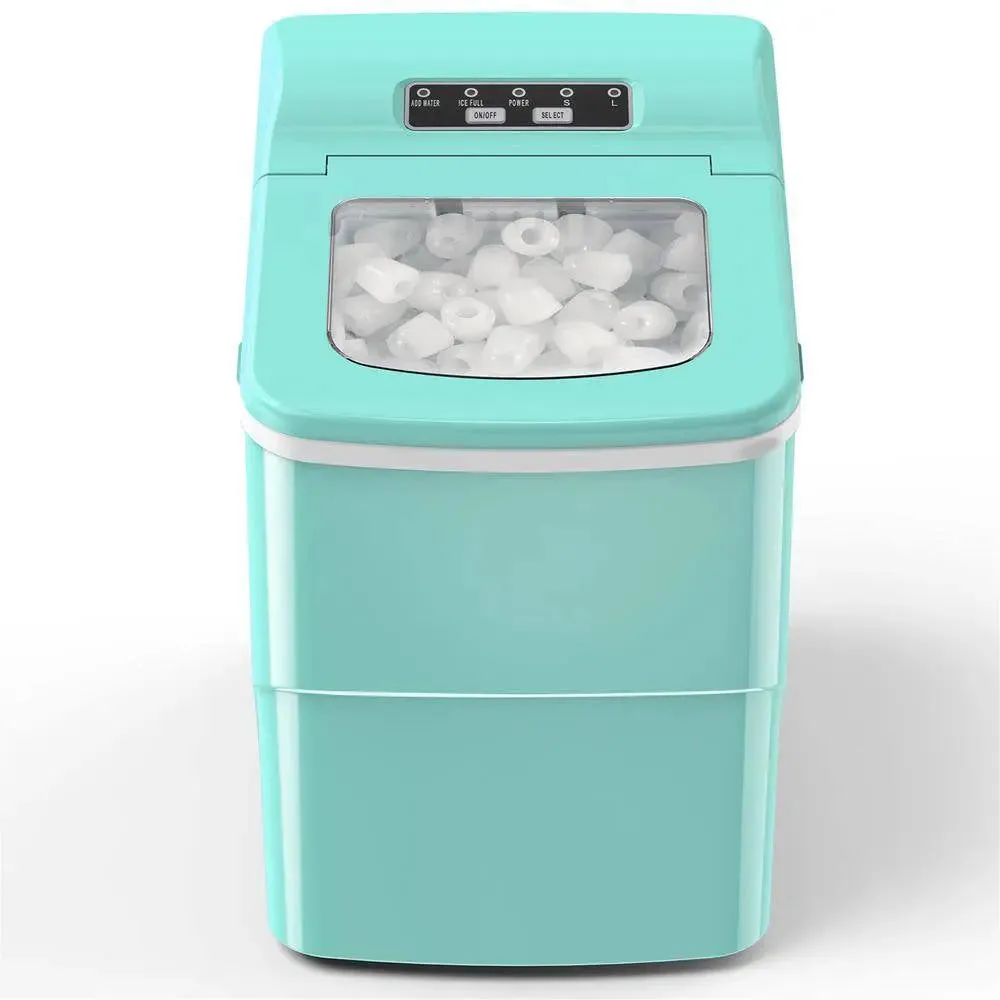 8.86 In. 26 Lbs. Daily Production Bullet Ice Portable Countertop Ice Maker, 9 Bullet Ice Cubes Ready in 8 Mins in Green