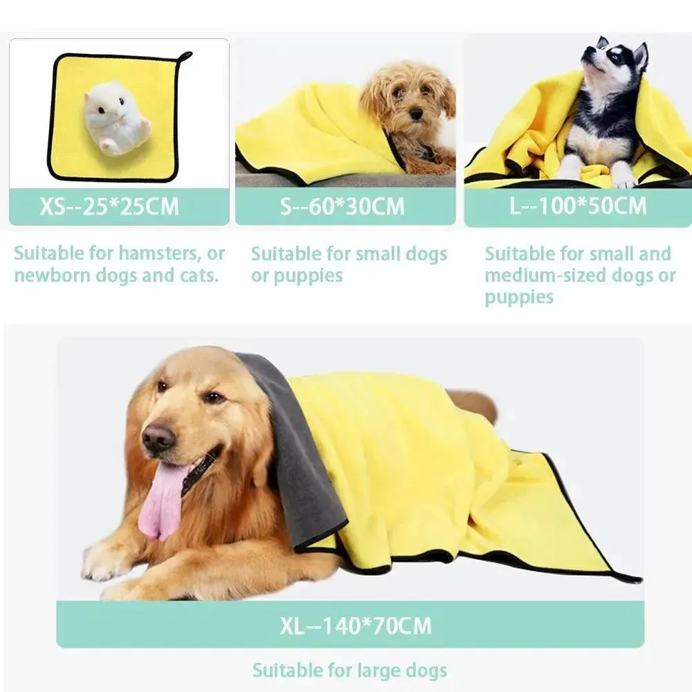 Absorbent Pet Towels - Quick Drying & Versatile for Dogs & Cats