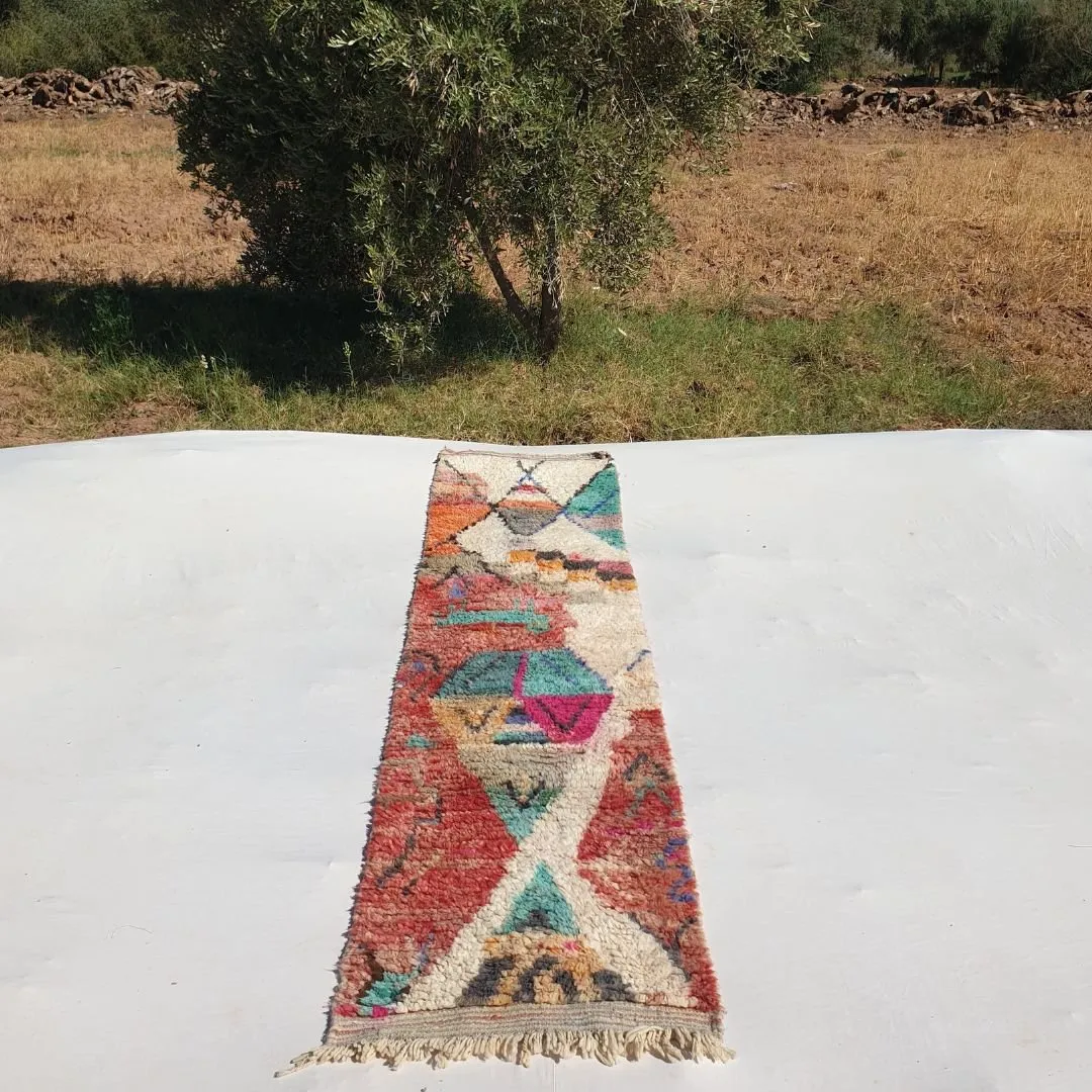 Achka Runner | Moroccan Hallway Runner Berber Boujad | 2'30x9'80 ft | 70x299 cm