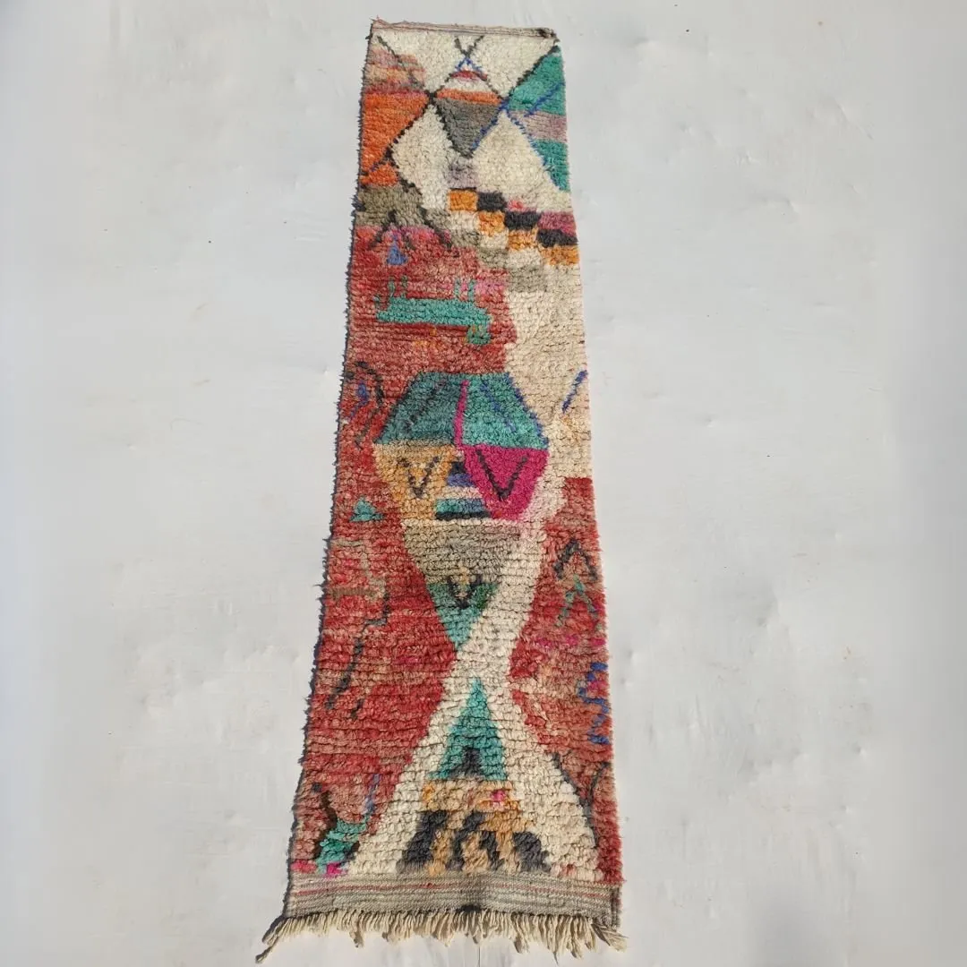 Achka Runner | Moroccan Hallway Runner Berber Boujad | 2'30x9'80 ft | 70x299 cm