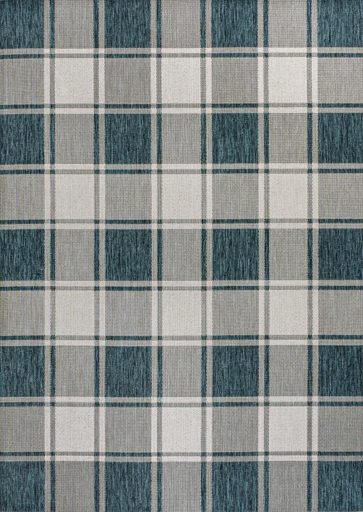 Acrylic Traditional Farmhouse Bold Gingham Indoor/Outdoor Area Rug