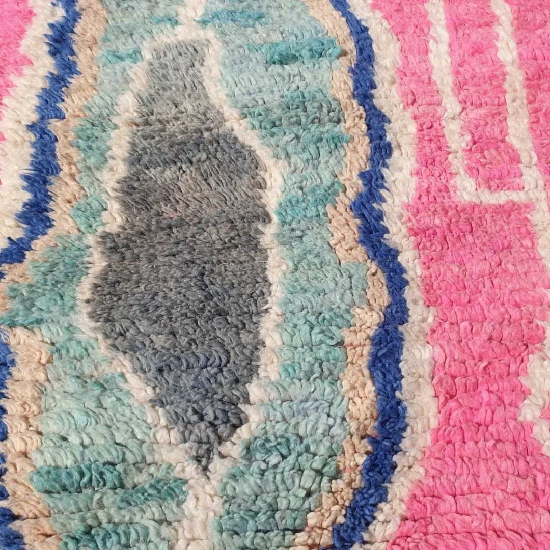 Akar - Pink Boujad Moroccan Rug 5x8 | Authentic Handwoven Berber Wool Carpet | 8'2x5'2 Ft | 2,50x1,58 m