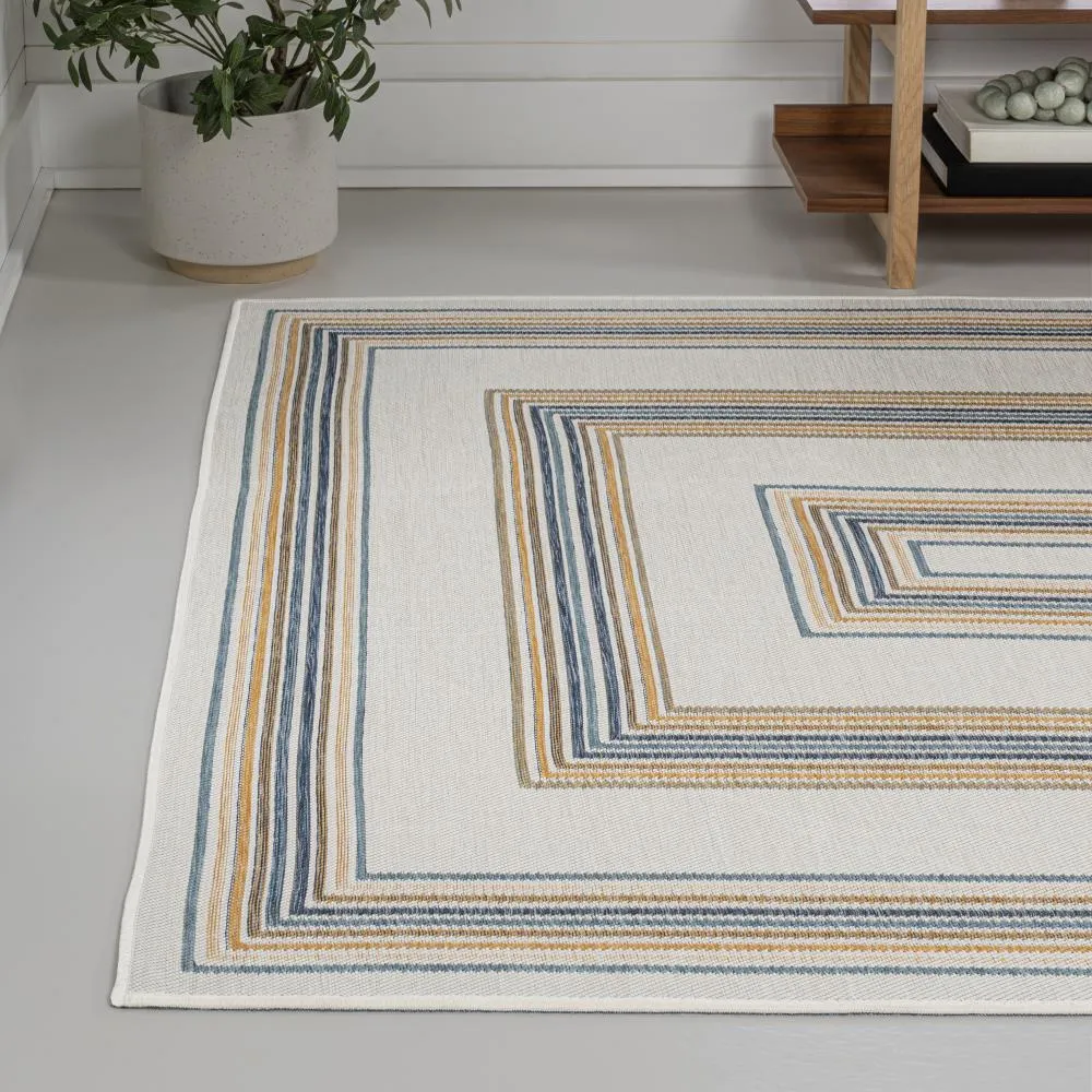 Always Classic Nautical Mitre Stripe Reversible Machine-Washable Indoor/Outdoor Area Rug