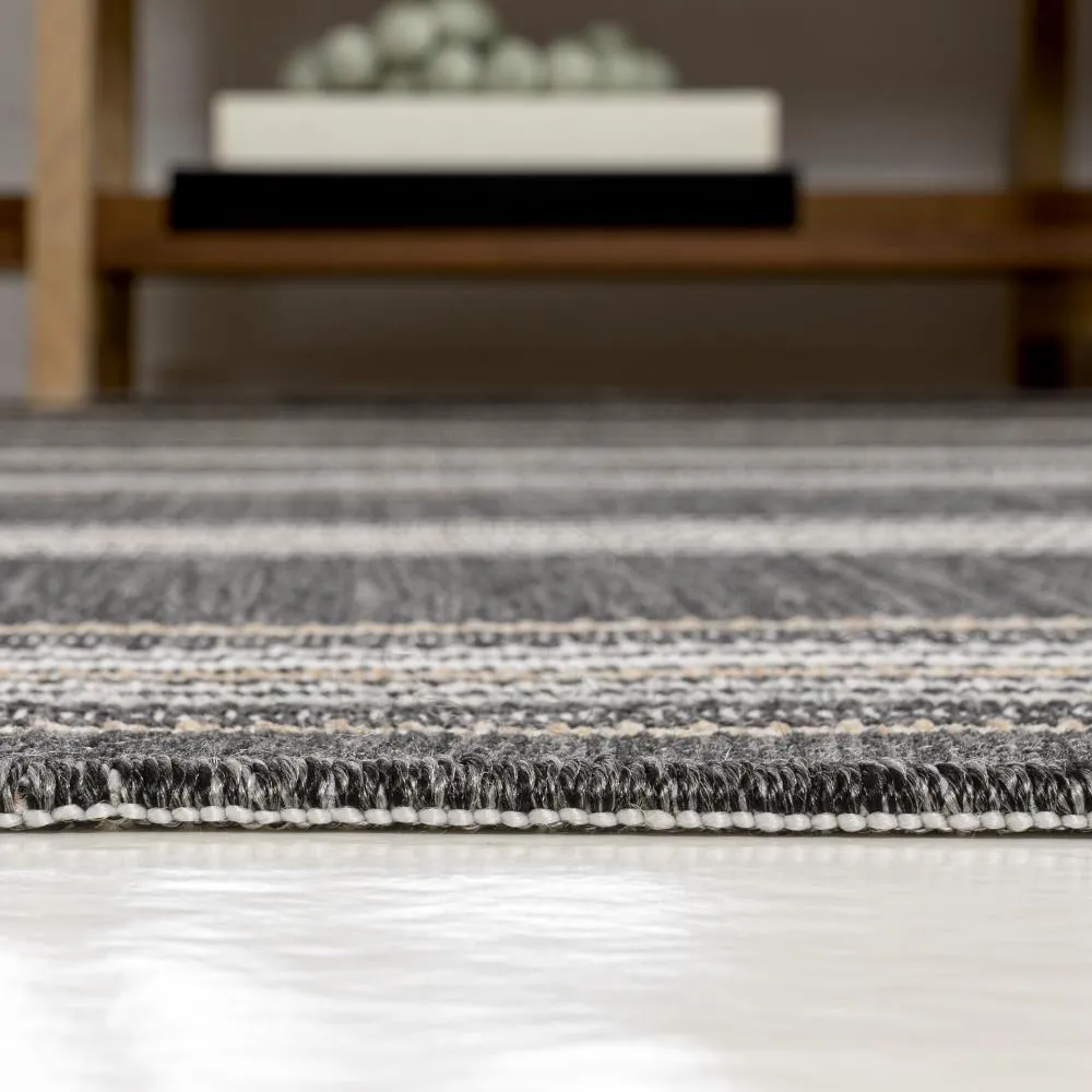 Always Classic Nautical Mitre Stripe Reversible Machine-Washable Indoor/Outdoor Area Rug