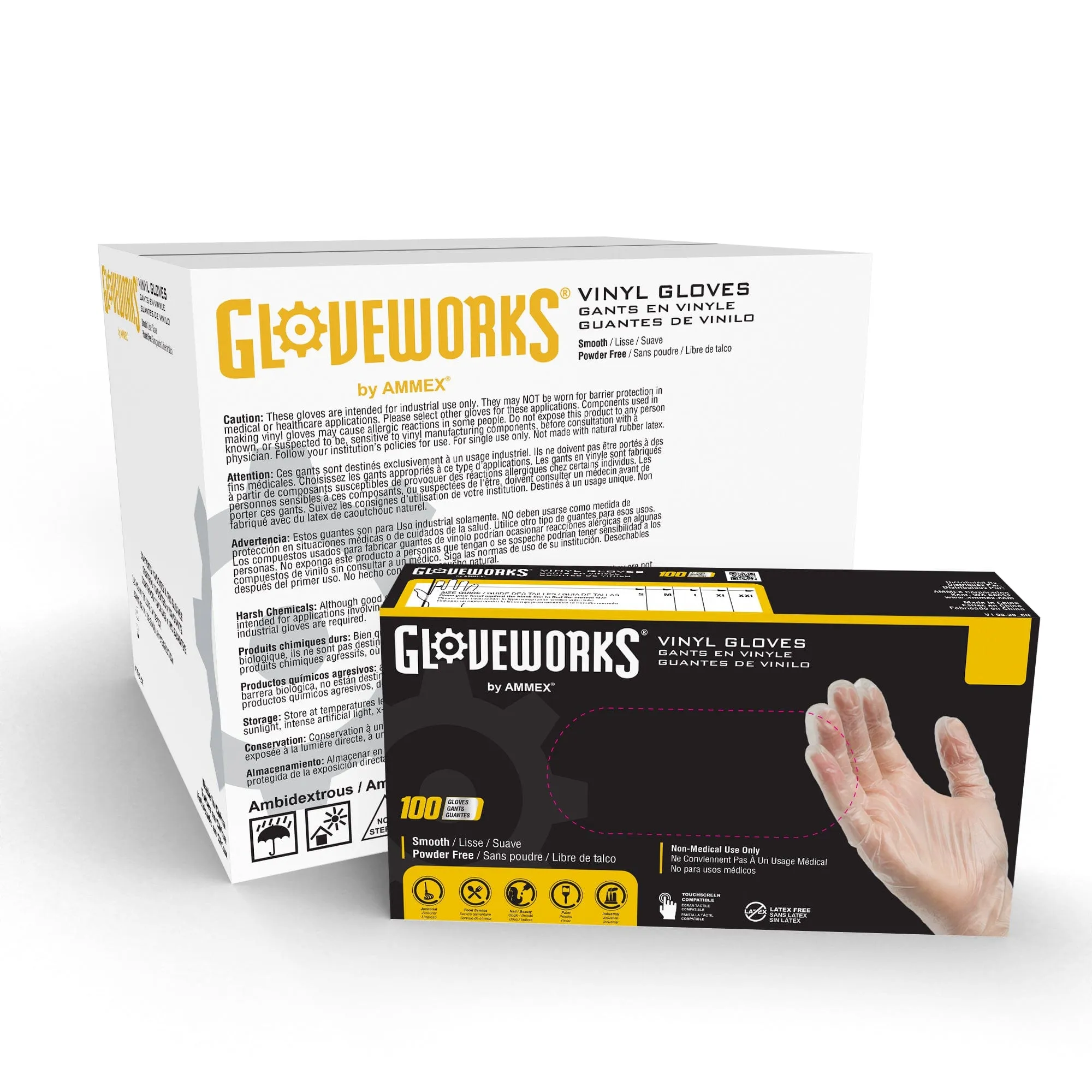 AMMEX® GlovePlus® Clear Vinyl Industrial Latex Free Disposable Gloves