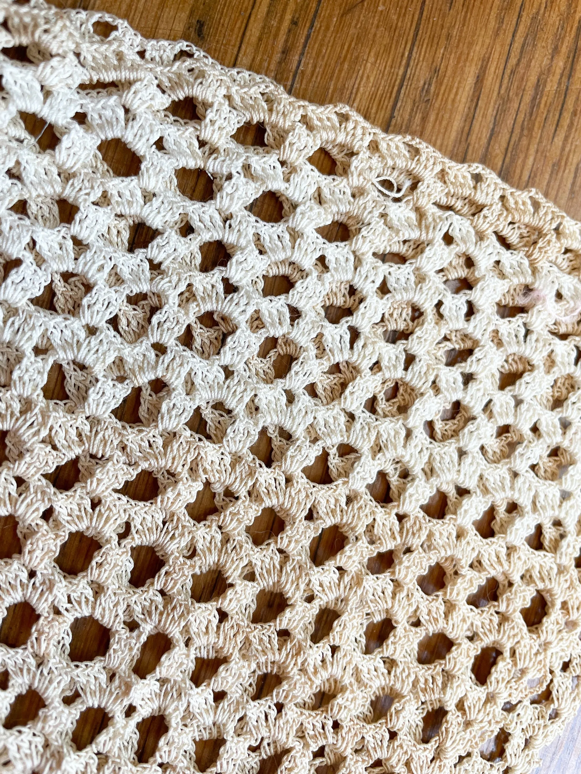 Antique Crochet Lace Neckline/Yoke/Topper, Vintage Lace, Antique Pink Ribbon XS