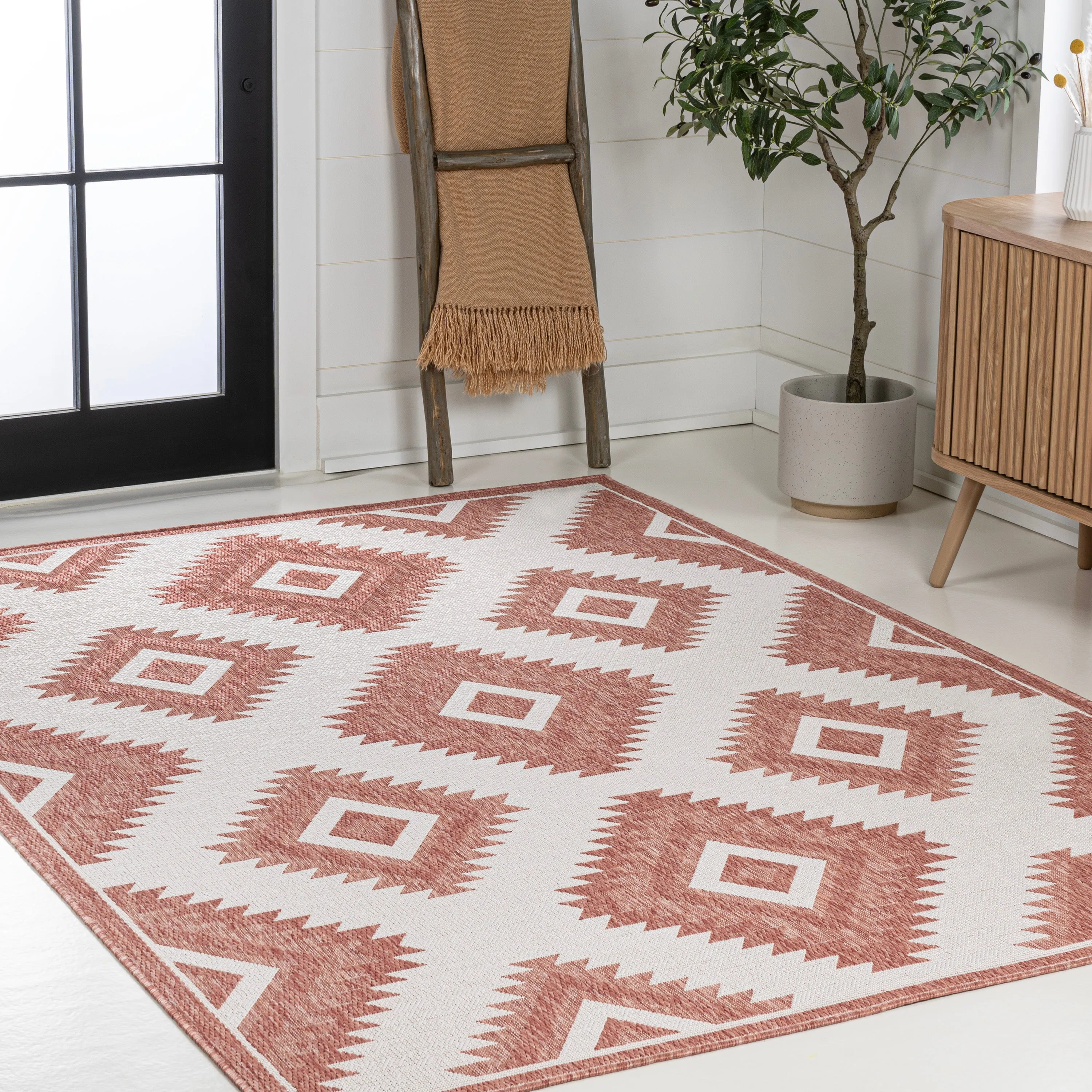 Antique Geometric Moroccan Diamond Indoor/Outdoor Area Rug
