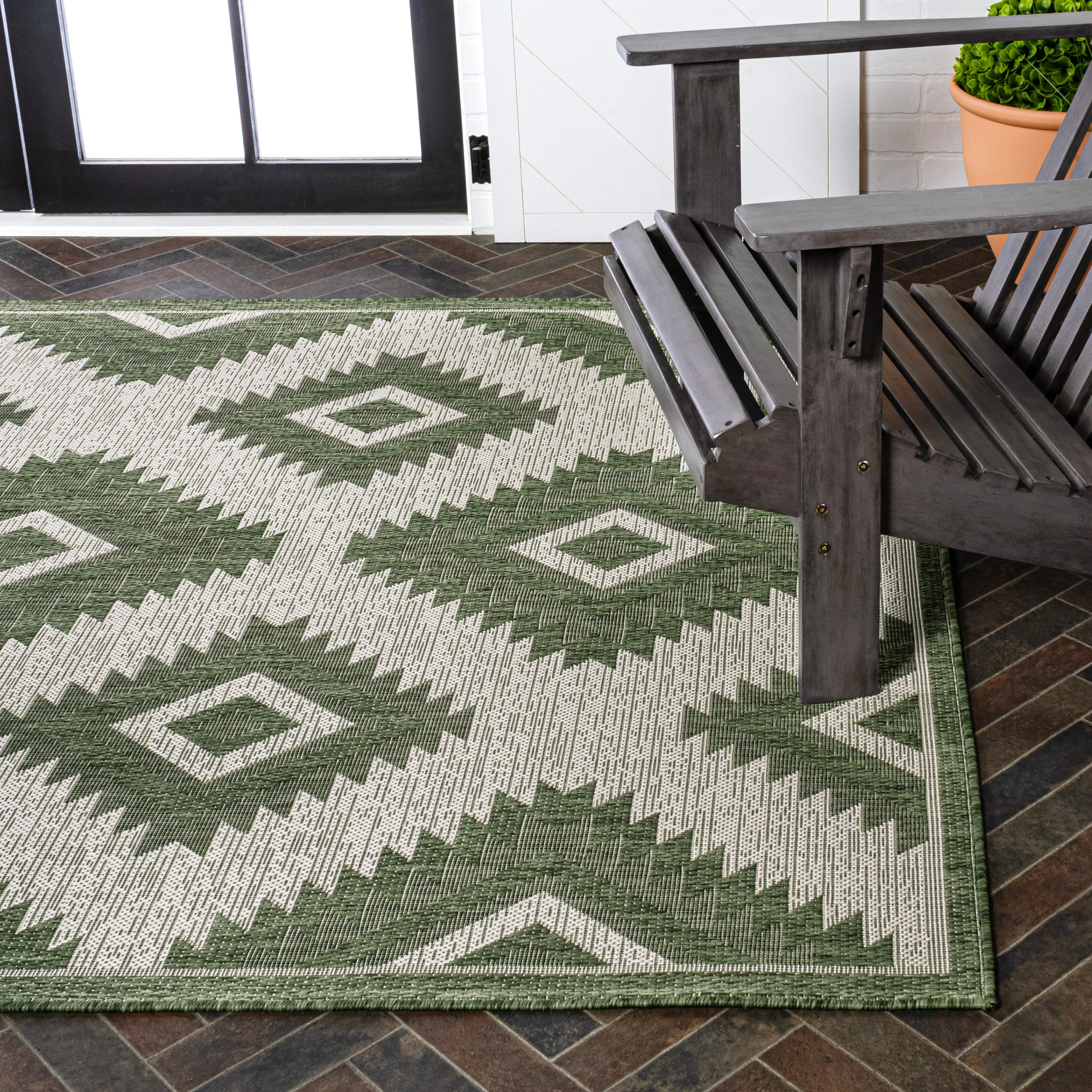 Antique Geometric Moroccan Diamond Indoor/Outdoor Area Rug