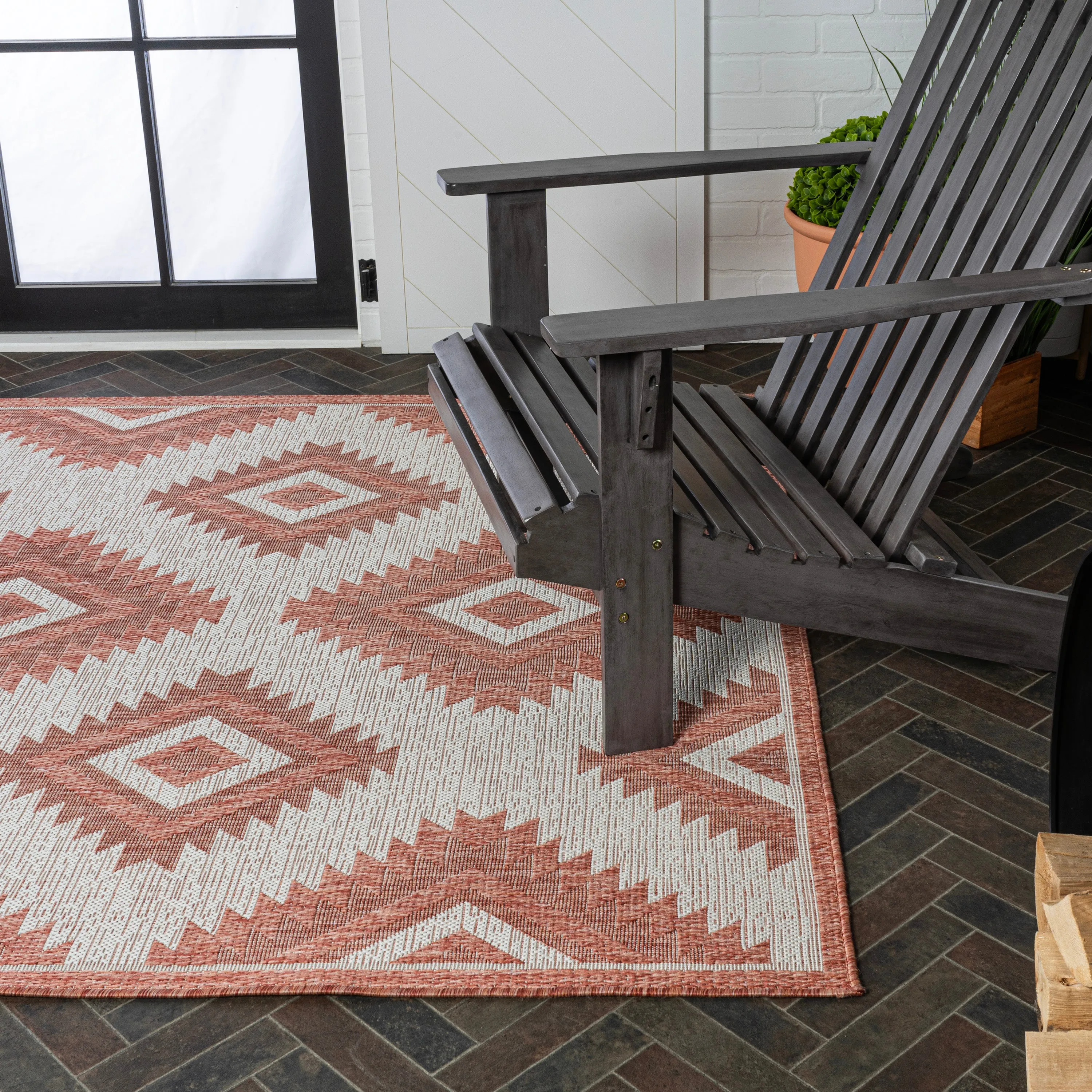 Antique Geometric Moroccan Diamond Indoor/Outdoor Area Rug