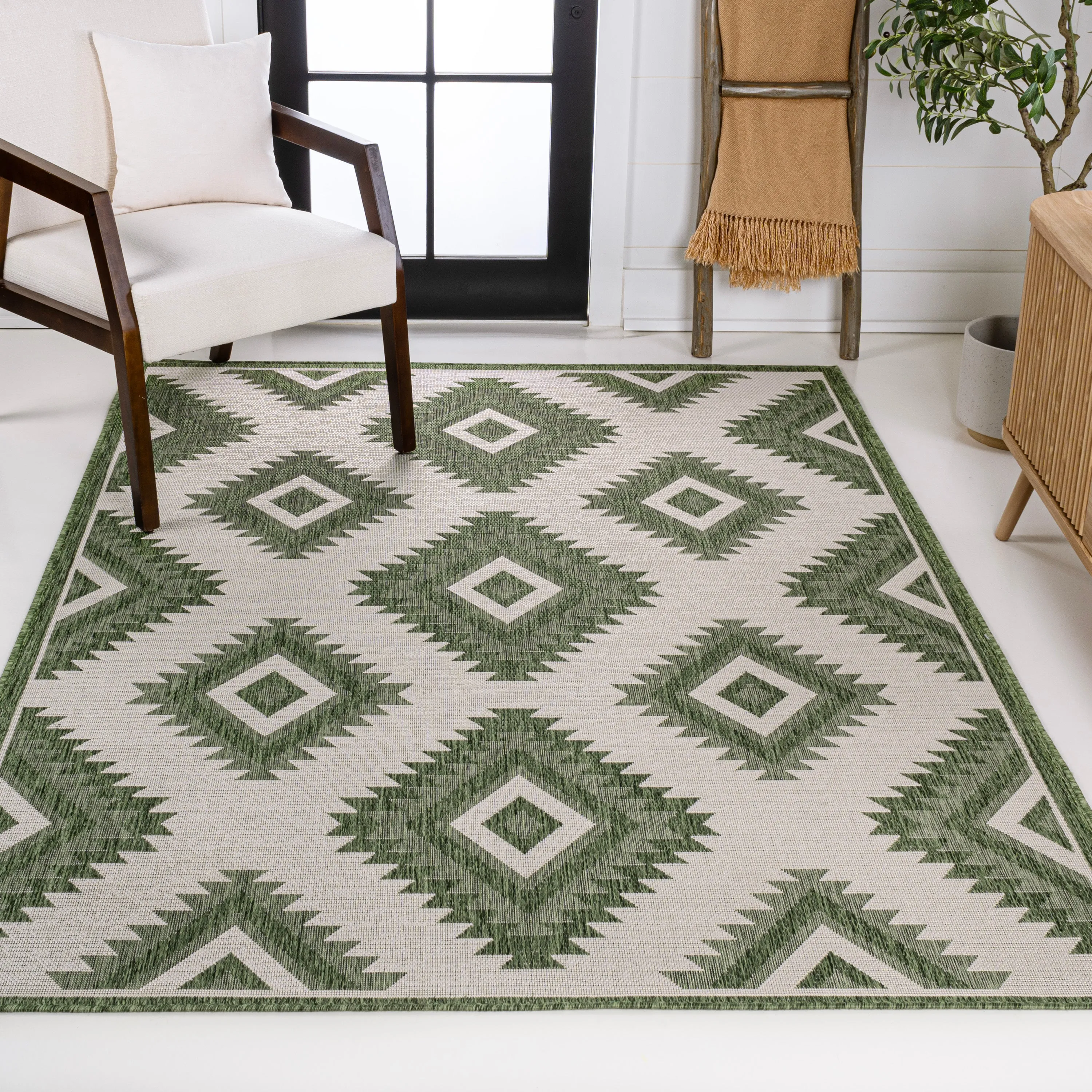 Antique Geometric Moroccan Diamond Indoor/Outdoor Area Rug