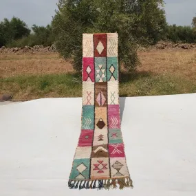 Araba Runner | Multicolored Vintage Moroccan Hallway Runner Boujad | 2'x9'32 ft | 63x284 cm