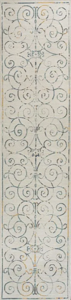 Ariadne Classic Cottage Filigree Scroll Reversible Machine-Washable Indoor/Outdoor Area Rug