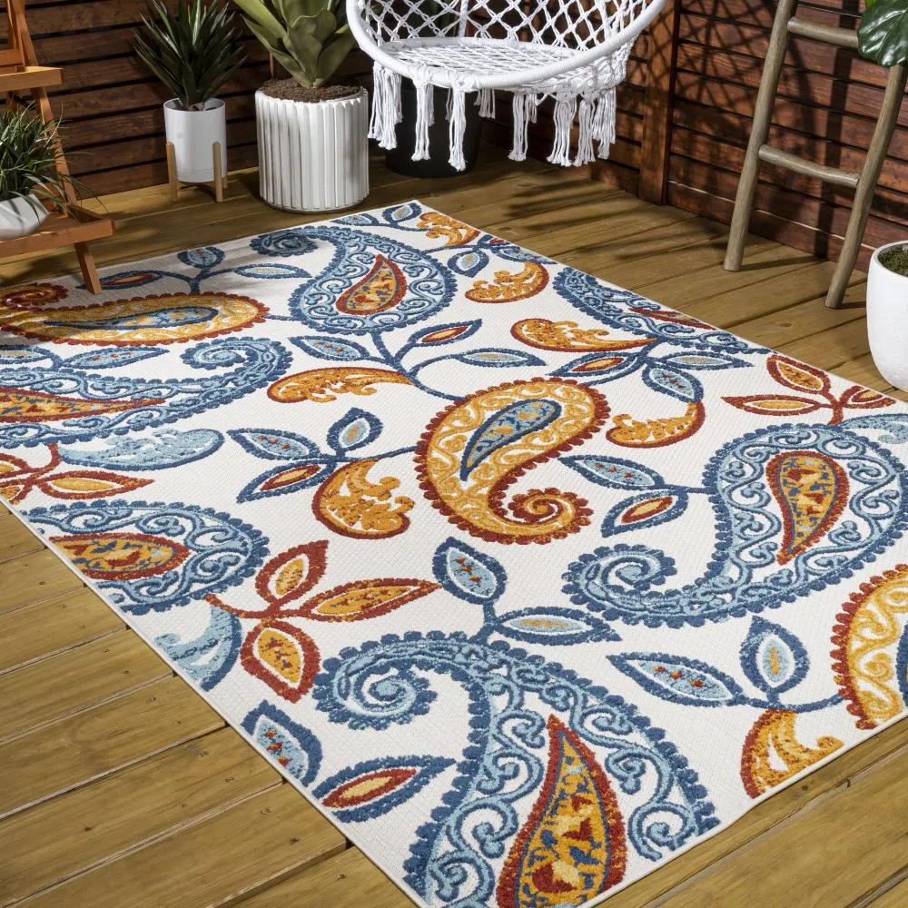Auckland Julien Paisley High-Low Indoor/Outdoor Area Rug