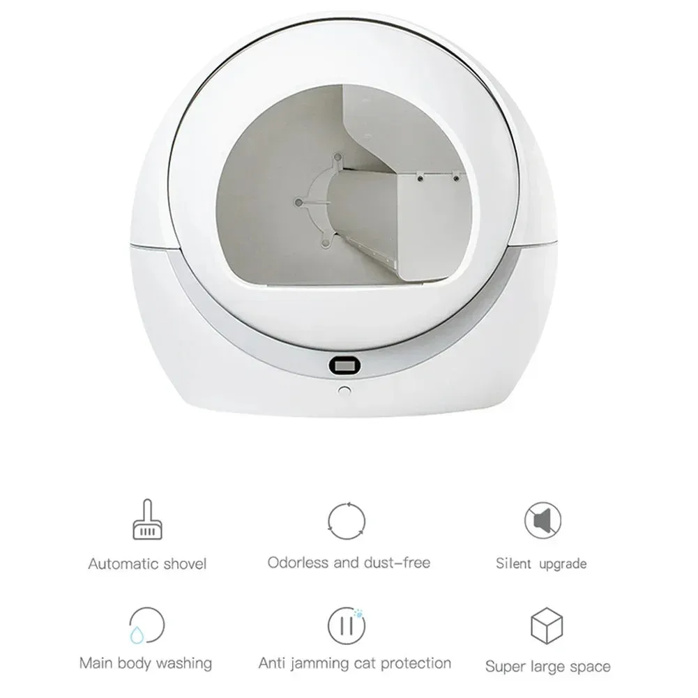 Automatic Cat Litter Box - Smart Self Washing Self Flushing Cat Tray Toilet Litter Bedpan Enclosed Inteligent Luxury Pet Washroom