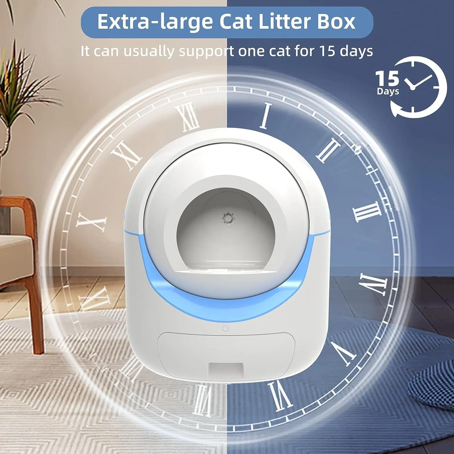 Automatic Cat Litter Box with APP Control, Self Cleaning Smart Litter Box for Multi Cats