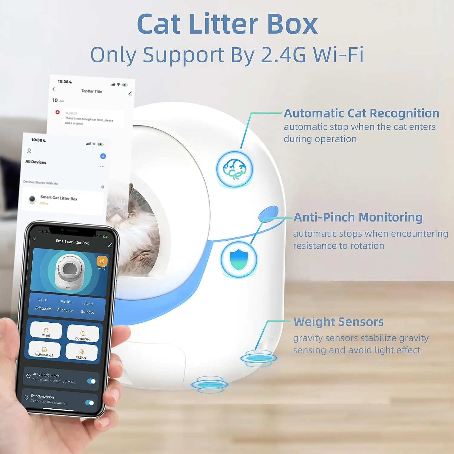 Automatic Cat Litter Box with APP Control, Self Cleaning Smart Litter Box for Multi Cats
