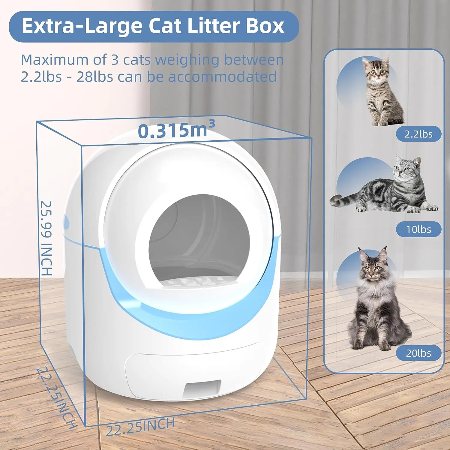 Automatic Cat Litter Box with APP Control, Self Cleaning Smart Litter Box for Multi Cats