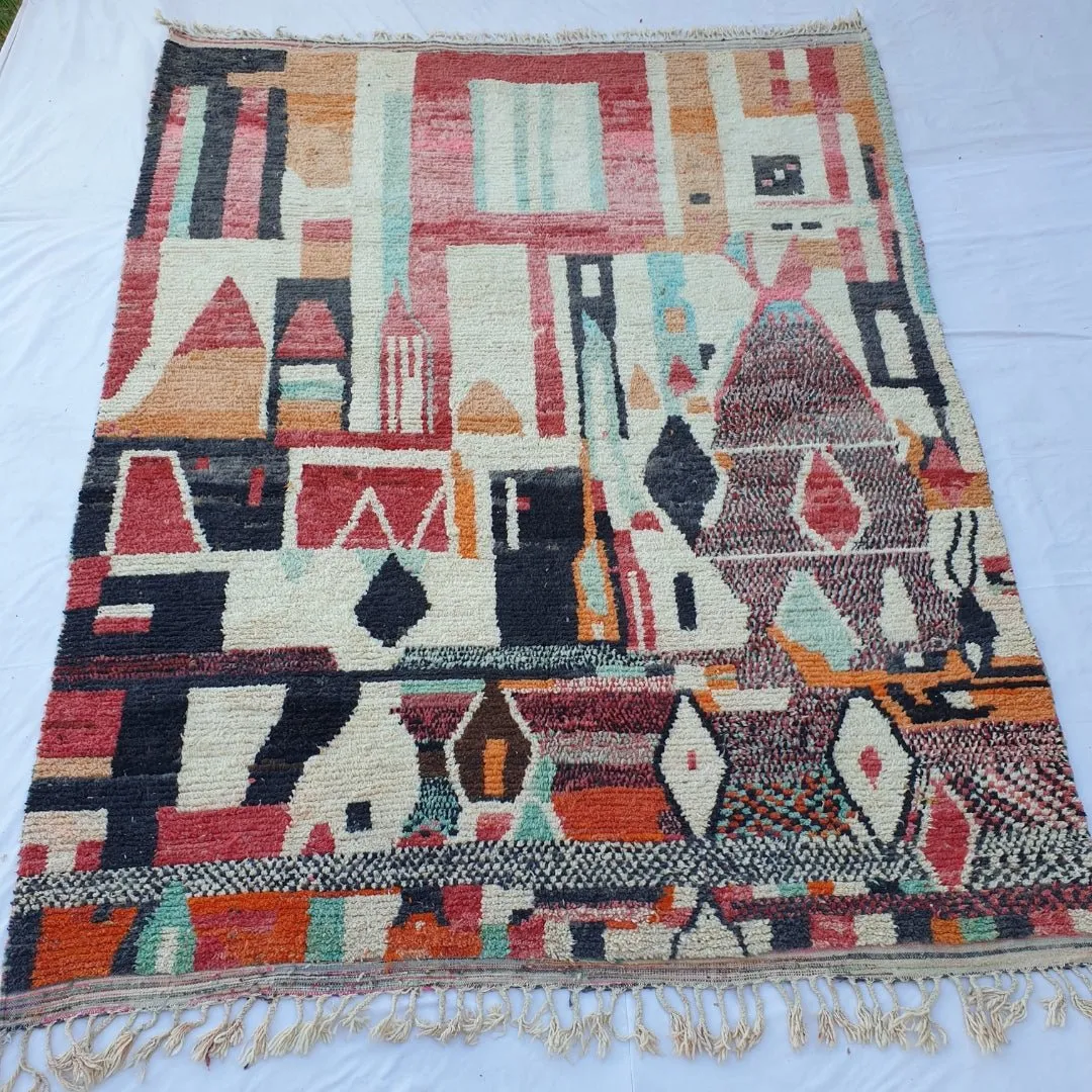 Bakhra | Moroccan Rug 9x12 Large Boujad | Colorful Authentic Handmade Berber Carpet | 9'81 x 12'76 Ft | 300x390 cm