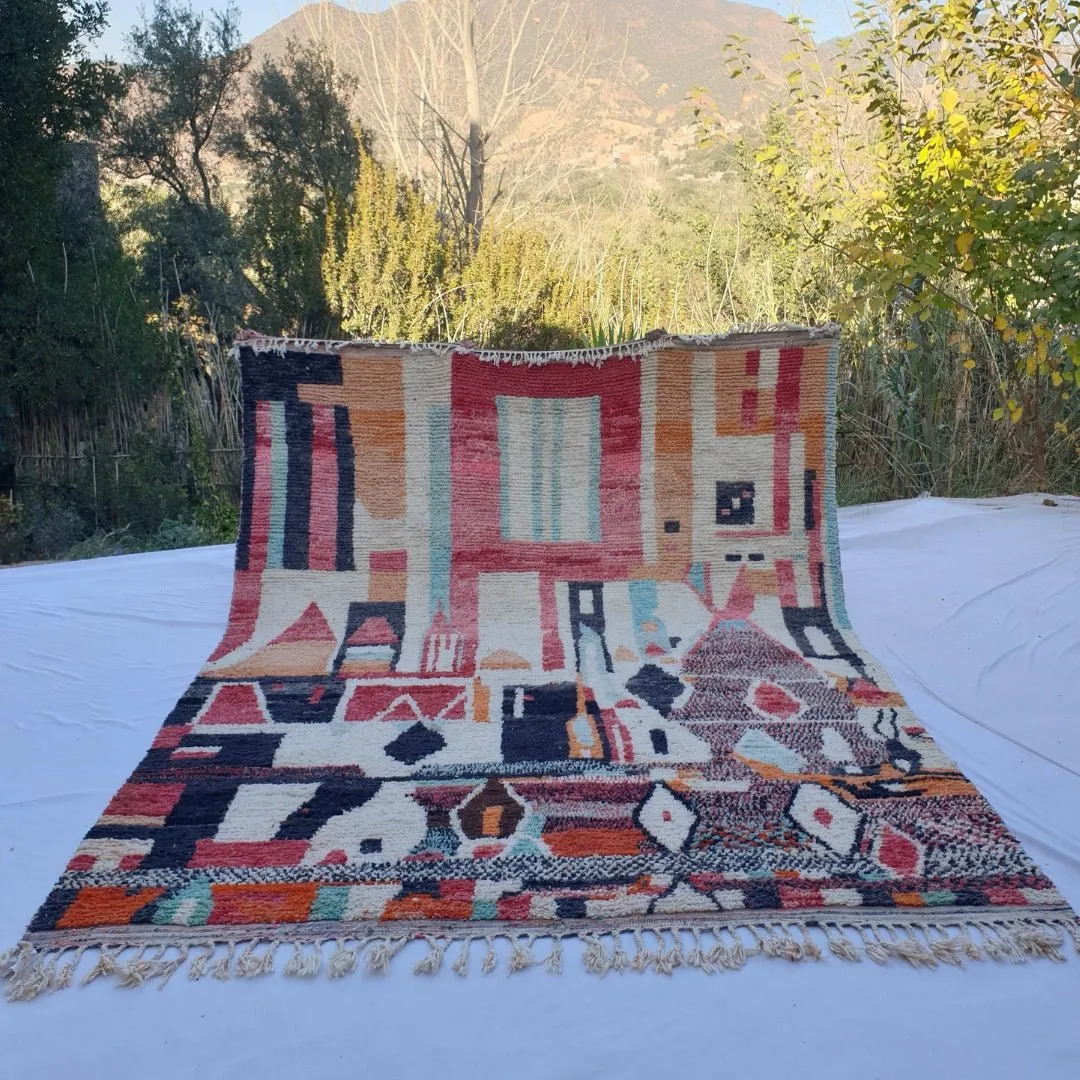 Bakhra | Moroccan Rug 9x12 Large Boujad | Colorful Authentic Handmade Berber Carpet | 9'81 x 12'76 Ft | 300x390 cm