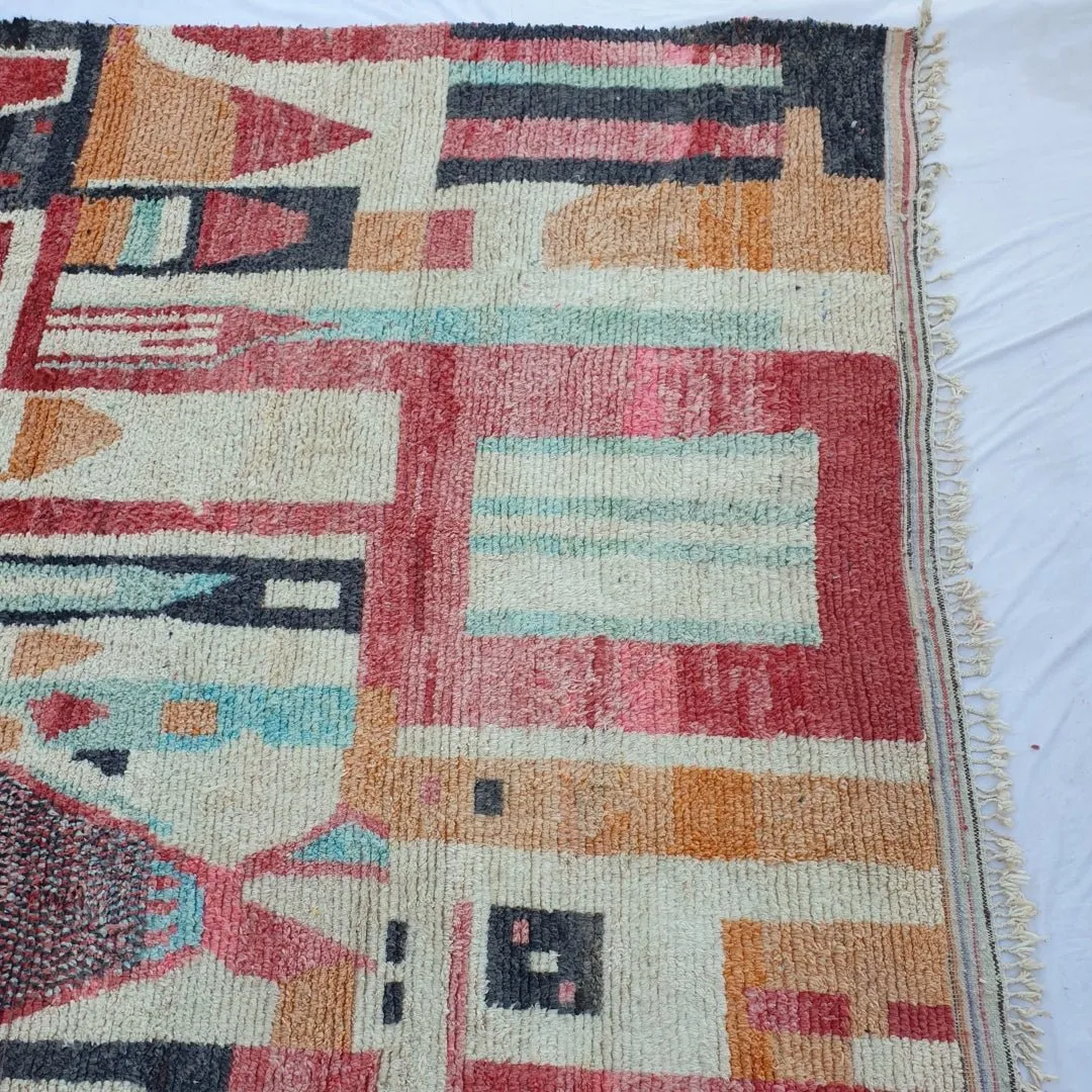 Bakhra | Moroccan Rug 9x12 Large Boujad | Colorful Authentic Handmade Berber Carpet | 9'81 x 12'76 Ft | 300x390 cm