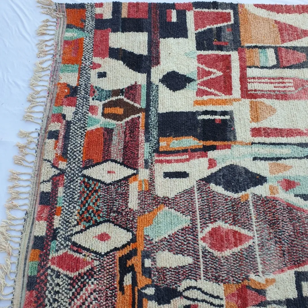 Bakhra | Moroccan Rug 9x12 Large Boujad | Colorful Authentic Handmade Berber Carpet | 9'81 x 12'76 Ft | 300x390 cm