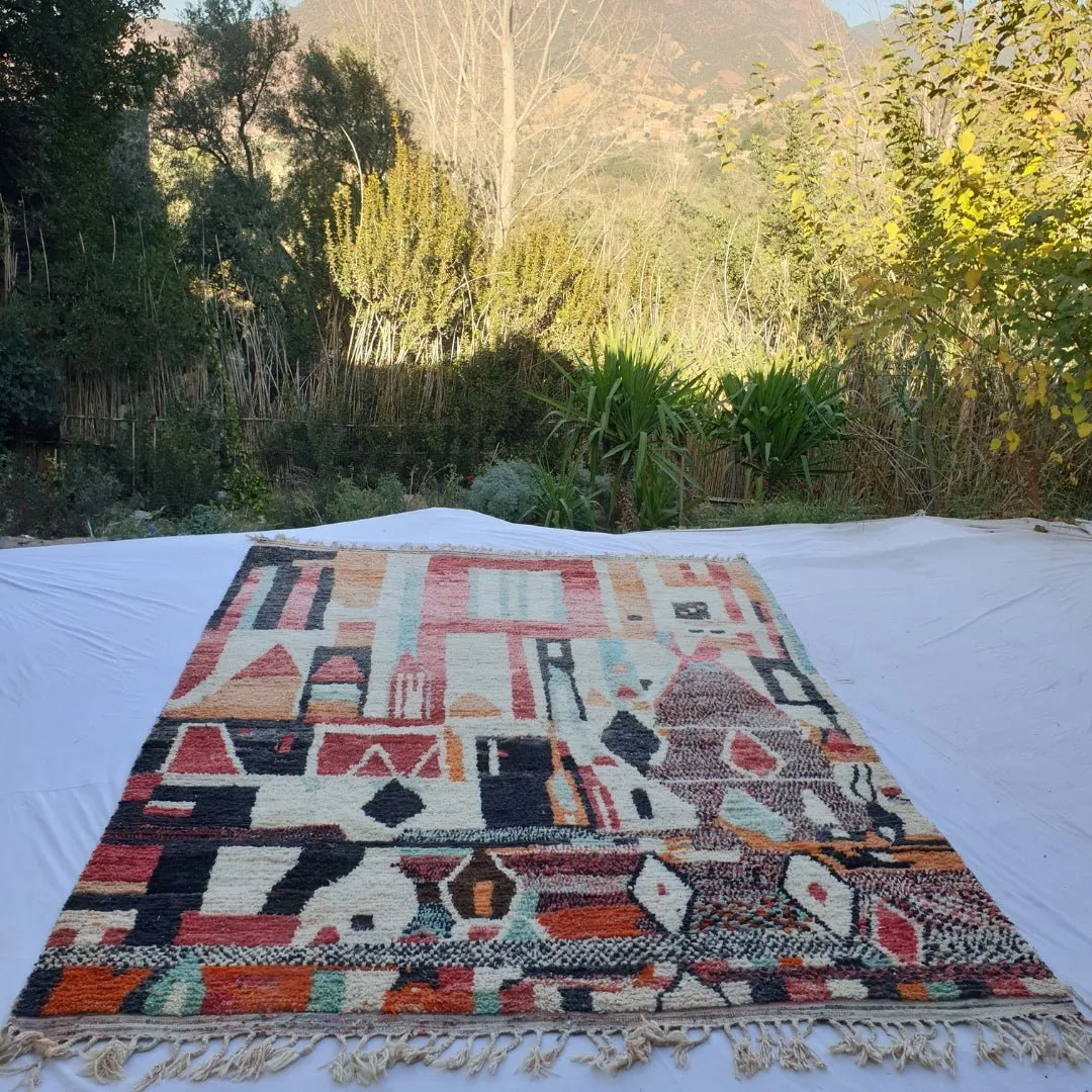 Bakhra | Moroccan Rug 9x12 Large Boujad | Colorful Authentic Handmade Berber Carpet | 9'81 x 12'76 Ft | 300x390 cm