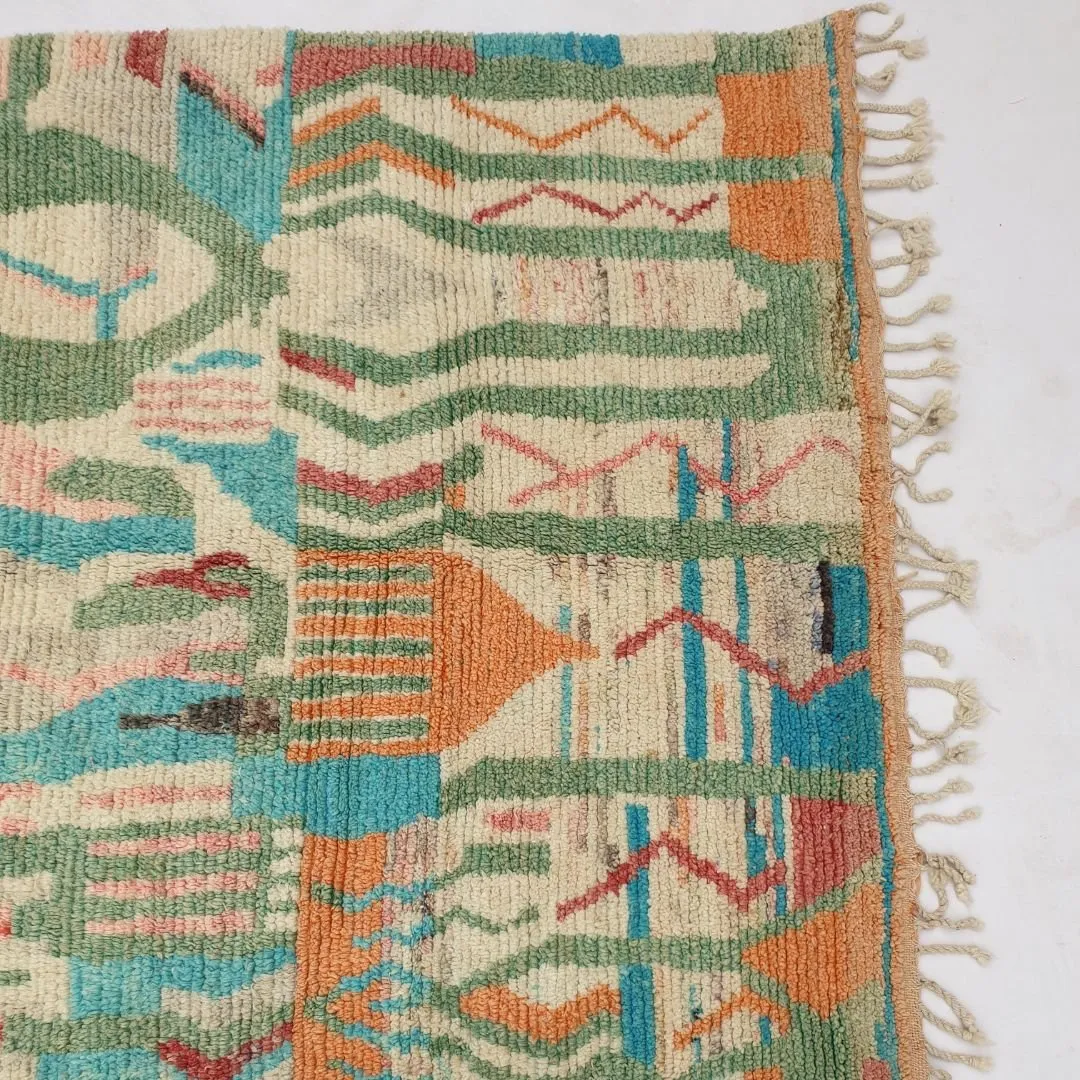 Balouka - Boujad 6x10 Green & Baby Blue Moroccan Rug Berber Handmade | 6'66x10'40 Ft | 203x317 cm